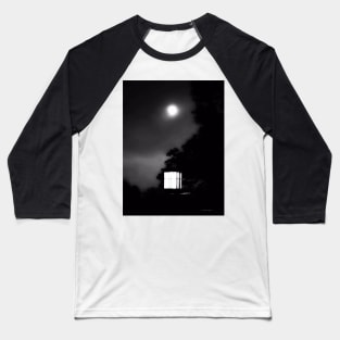 Night Lights - Black And White Baseball T-Shirt